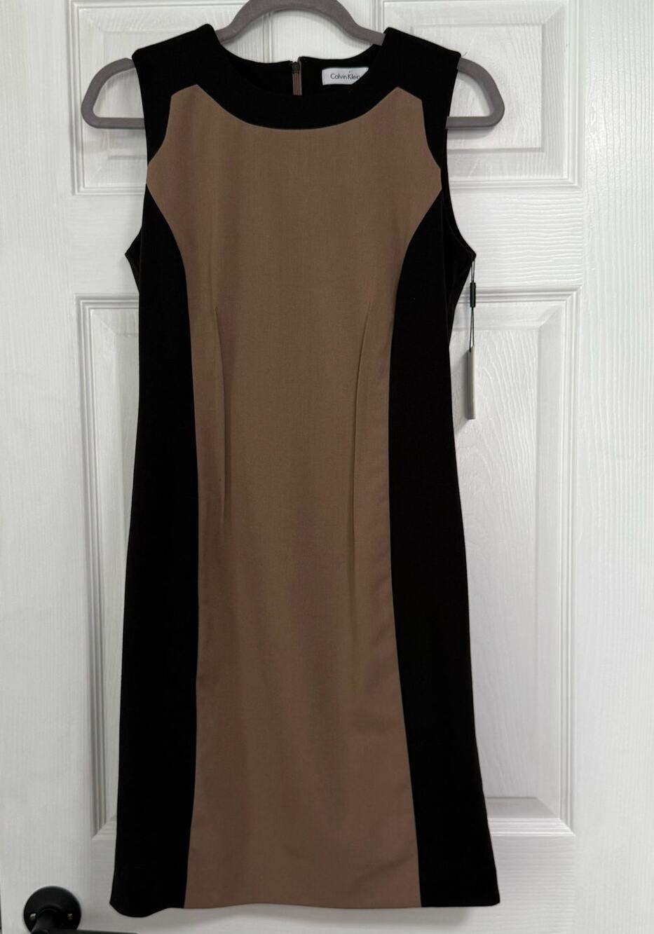 Calvin Klein New Women's Colorblock Taupe/Black Sleeveless Dress Size 4 - Picture 1 of 13